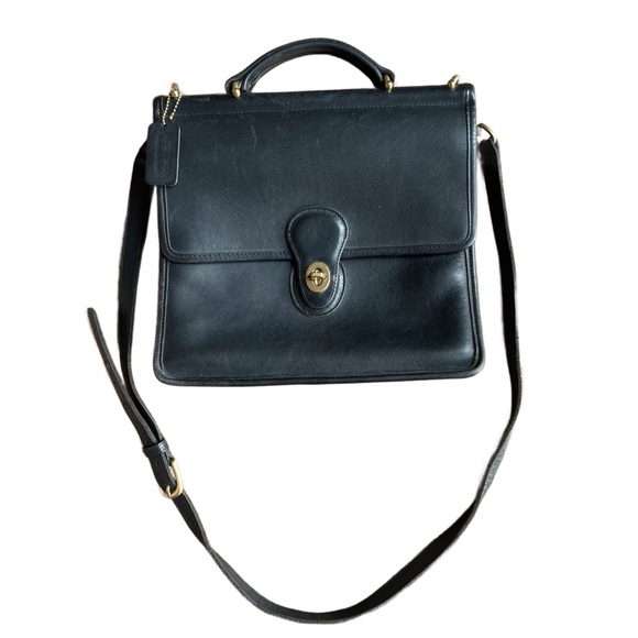 Vintage Coach Black Leather Top Handle Willis Satchel Crossbody Bag - Picture 1 of 17